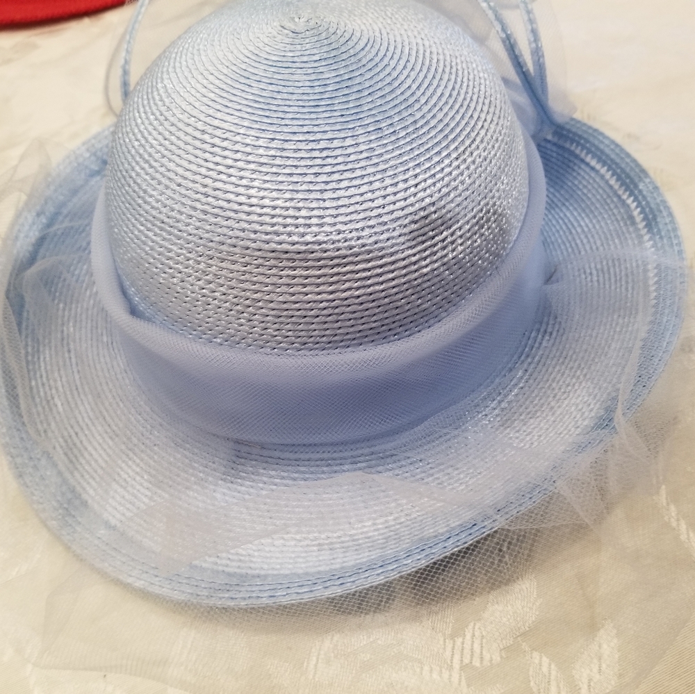 Sandra Vintage Baby Blue Straw Hat - Picture 2 of 6